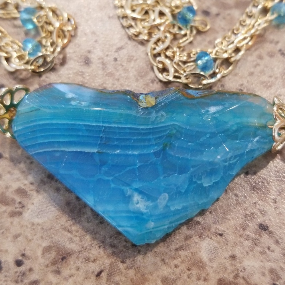 Necklace with blue & brown stone